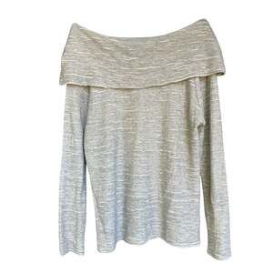 Dolan by Anthropologie Textured Ribbed Grey Cowl Neck Draped Sweater M